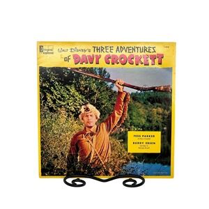 Walt Disney Three Adventures of Davy Crockett Fess Parker  Disneyland Vinyl LP